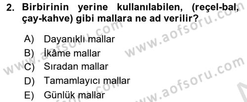 Ekonomik Analiz Dersi 2021 - 2022 Yılı (Vize) Ara Sınavı 2. Soru