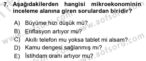 Ekonomik Analiz Dersi 2021 - 2022 Yılı (Vize) Ara Sınavı 7. Soru
