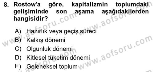 Ekonomik Analiz Dersi 2021 - 2022 Yılı (Vize) Ara Sınavı 8. Soru