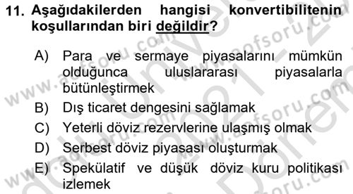 Ekonomik Analiz Dersi 2021 - 2022 Yılı (Final) Dönem Sonu Sınav Soruları 11. Soru