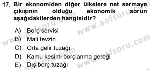 Ekonomik Analiz Dersi 2021 - 2022 Yılı (Final) Dönem Sonu Sınav Soruları 17. Soru