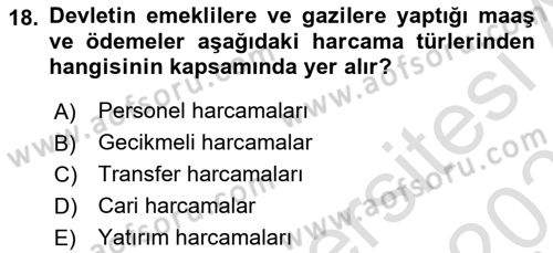 Ekonomik Analiz Dersi 2021 - 2022 Yılı (Final) Dönem Sonu Sınav Soruları 18. Soru