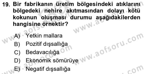 Ekonomik Analiz Dersi 2021 - 2022 Yılı (Final) Dönem Sonu Sınav Soruları 19. Soru