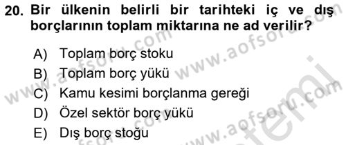 Ekonomik Analiz Dersi 2021 - 2022 Yılı (Final) Dönem Sonu Sınav Soruları 20. Soru