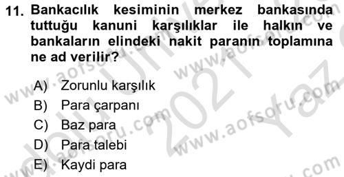 Ekonomik Analiz Dersi 2021 - 2022 Yılı Yaz Okulu Sınav Soruları 11. Soru