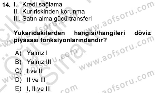 Ekonomik Analiz Dersi 2021 - 2022 Yılı Yaz Okulu Sınav Soruları 14. Soru