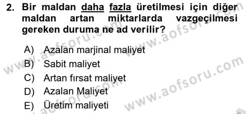 Ekonomik Analiz Dersi 2021 - 2022 Yılı Yaz Okulu Sınav Soruları 2. Soru