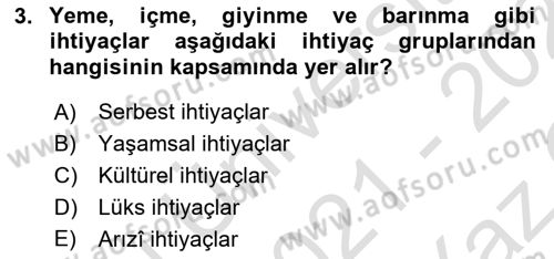 Ekonomik Analiz Dersi 2021 - 2022 Yılı Yaz Okulu Sınav Soruları 3. Soru