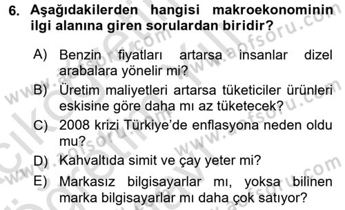 Ekonomik Analiz Dersi 2021 - 2022 Yılı Yaz Okulu Sınav Soruları 6. Soru