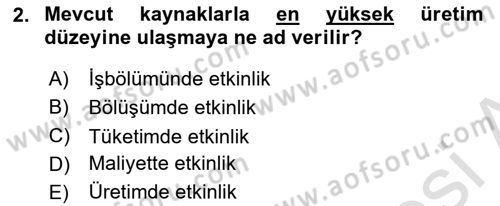 Ekonomik Analiz Dersi 2022 - 2023 Yılı Yaz Okulu Sınav Soruları 2. Soru