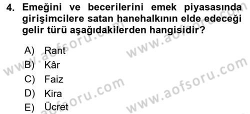 Ekonomik Analiz Dersi 2022 - 2023 Yılı Yaz Okulu Sınav Soruları 4. Soru