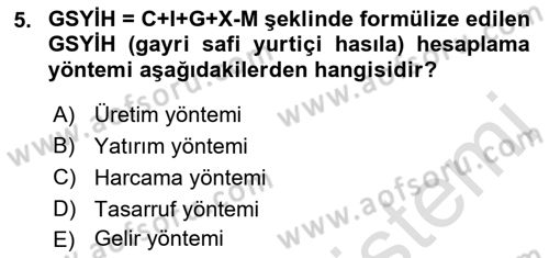 Ekonomik Analiz Dersi 2022 - 2023 Yılı Yaz Okulu Sınav Soruları 5. Soru