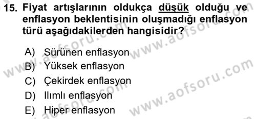 Ekonomik Analiz Dersi 2023 - 2024 Yılı (Vize) Ara Sınavı 15. Soru