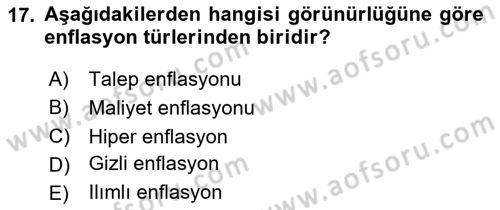 Ekonomik Analiz Dersi 2023 - 2024 Yılı (Vize) Ara Sınavı 17. Soru