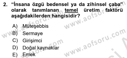 Ekonomik Analiz Dersi 2023 - 2024 Yılı (Vize) Ara Sınavı 2. Soru