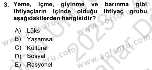 Ekonomik Analiz Dersi 2023 - 2024 Yılı (Vize) Ara Sınavı 3. Soru