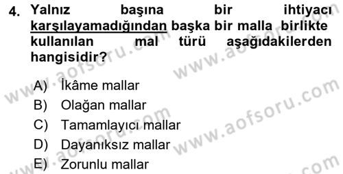 Ekonomik Analiz Dersi 2023 - 2024 Yılı (Vize) Ara Sınavı 4. Soru