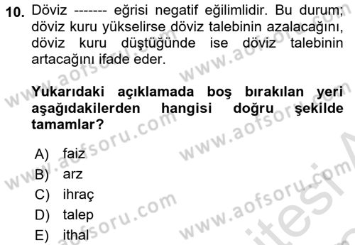 Ekonomik Analiz Dersi 2023 - 2024 Yılı (Final) Dönem Sonu Sınav Soruları 10. Soru