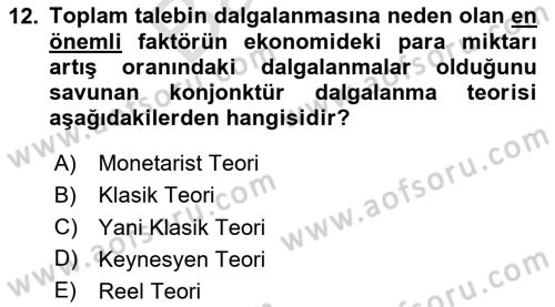 Ekonomik Analiz Dersi 2023 - 2024 Yılı (Final) Dönem Sonu Sınav Soruları 12. Soru