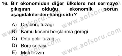 Ekonomik Analiz Dersi 2023 - 2024 Yılı (Final) Dönem Sonu Sınav Soruları 16. Soru