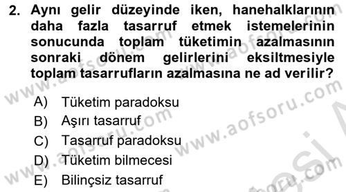 Ekonomik Analiz Dersi 2023 - 2024 Yılı (Final) Dönem Sonu Sınav Soruları 2. Soru