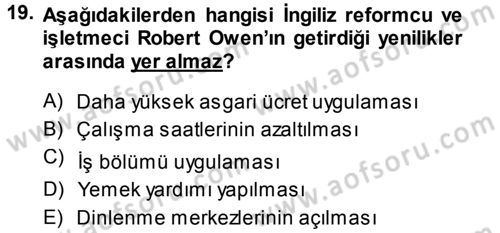 Yönetim ve Organizasyon 1 Dersi 2014 - 2015 Yılı (Vize) Ara Sınavı 19. Soru