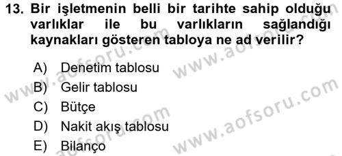 Yönetim ve Organizasyon 1 Dersi 2016 - 2017 Yılı (Final) Dönem Sonu Sınav Soruları 13. Soru