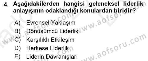 Yönetim ve Organizasyon 1 Dersi 2016 - 2017 Yılı (Final) Dönem Sonu Sınav Soruları 4. Soru