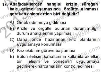 Yönetim ve Organizasyon 2 Dersi 2013 - 2014 Yılı (Final) Dönem Sonu Sınav Soruları 17. Soru