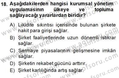 Yönetim ve Organizasyon 2 Dersi 2014 - 2015 Yılı (Final) Dönem Sonu Sınav Soruları 18. Soru