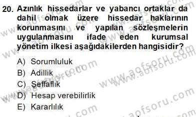 Yönetim ve Organizasyon 2 Dersi 2014 - 2015 Yılı (Final) Dönem Sonu Sınav Soruları 20. Soru