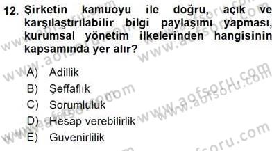 Yönetim ve Organizasyon 2 Dersi 2015 - 2016 Yılı (Final) Dönem Sonu Sınav Soruları 12. Soru