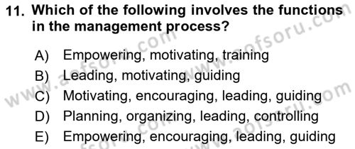 Introduction to Business Dersi 2017 - 2018 Yılı (Vize) Ara Sınav Soruları 11. Soru