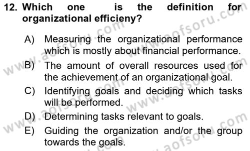 Introduction to Business Dersi 2017 - 2018 Yılı (Vize) Ara Sınav Soruları 12. Soru