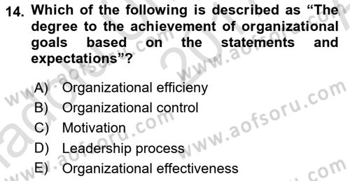 Introduction to Business Dersi 2017 - 2018 Yılı (Vize) Ara Sınav Soruları 14. Soru
