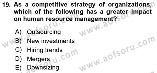Introduction to Business Dersi 2017 - 2018 Yılı (Vize) Ara Sınav Soruları 19. Soru