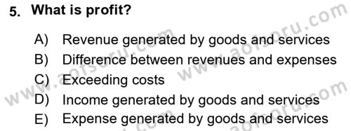 Introduction to Business Dersi 2017 - 2018 Yılı (Vize) Ara Sınav Soruları 5. Soru