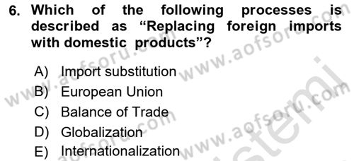 Introduction to Business Dersi 2017 - 2018 Yılı (Vize) Ara Sınav Soruları 6. Soru