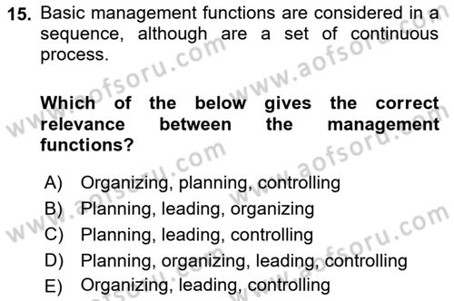 Introduction to Business Dersi Ara Sınavı Deneme Sınav Soruları 15. Soru