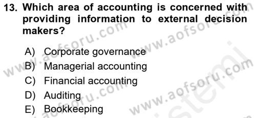 Introduction to Business Dersi 2018 - 2019 Yılı (Final) Dönem Sonu Sınav Soruları 13. Soru