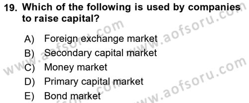 Introduction to Business Dersi 2018 - 2019 Yılı (Final) Dönem Sonu Sınav Soruları 19. Soru