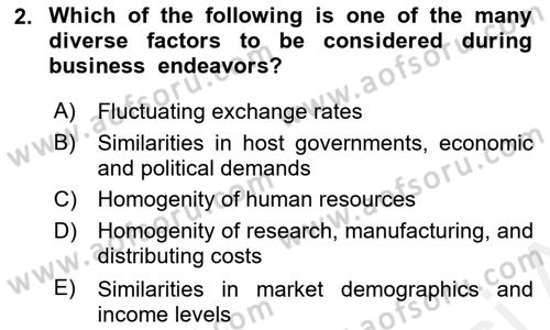 Introduction to Business Dersi 2018 - 2019 Yılı (Final) Dönem Sonu Sınav Soruları 2. Soru