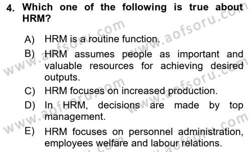 Introduction to Business Dersi 2018 - 2019 Yılı (Final) Dönem Sonu Sınav Soruları 4. Soru
