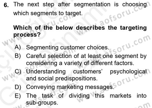 Introduction to Business Dersi 2018 - 2019 Yılı (Final) Dönem Sonu Sınav Soruları 6. Soru