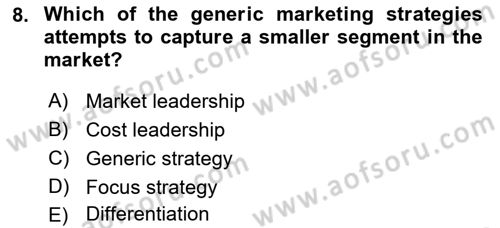 Introduction to Business Dersi 2018 - 2019 Yılı (Final) Dönem Sonu Sınav Soruları 8. Soru