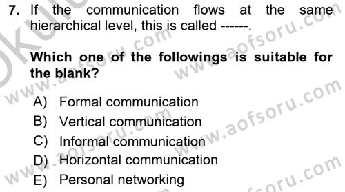 Introduction to Business Dersi 2018 - 2019 Yılı Yaz Okulu Sınav Soruları 7. Soru