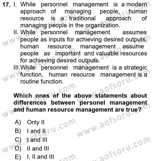 Introduction to Business Dersi 2019 - 2020 Yılı (Vize) Ara Sınav Soruları 17. Soru