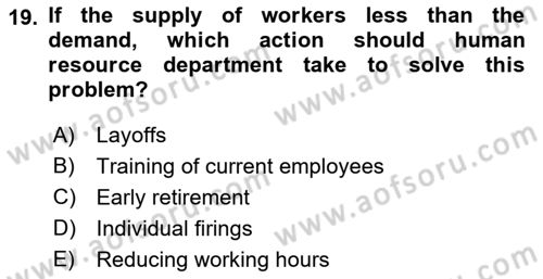 Introduction to Business Dersi 2019 - 2020 Yılı (Vize) Ara Sınav Soruları 19. Soru