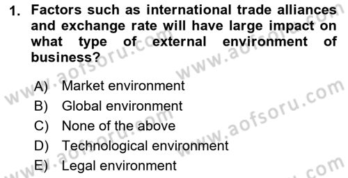 Introduction to Business Dersi 2019 - 2020 Yılı (Final) Dönem Sonu Sınav Soruları 1. Soru