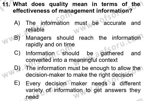 Introduction to Business Dersi 2019 - 2020 Yılı (Final) Dönem Sonu Sınav Soruları 11. Soru